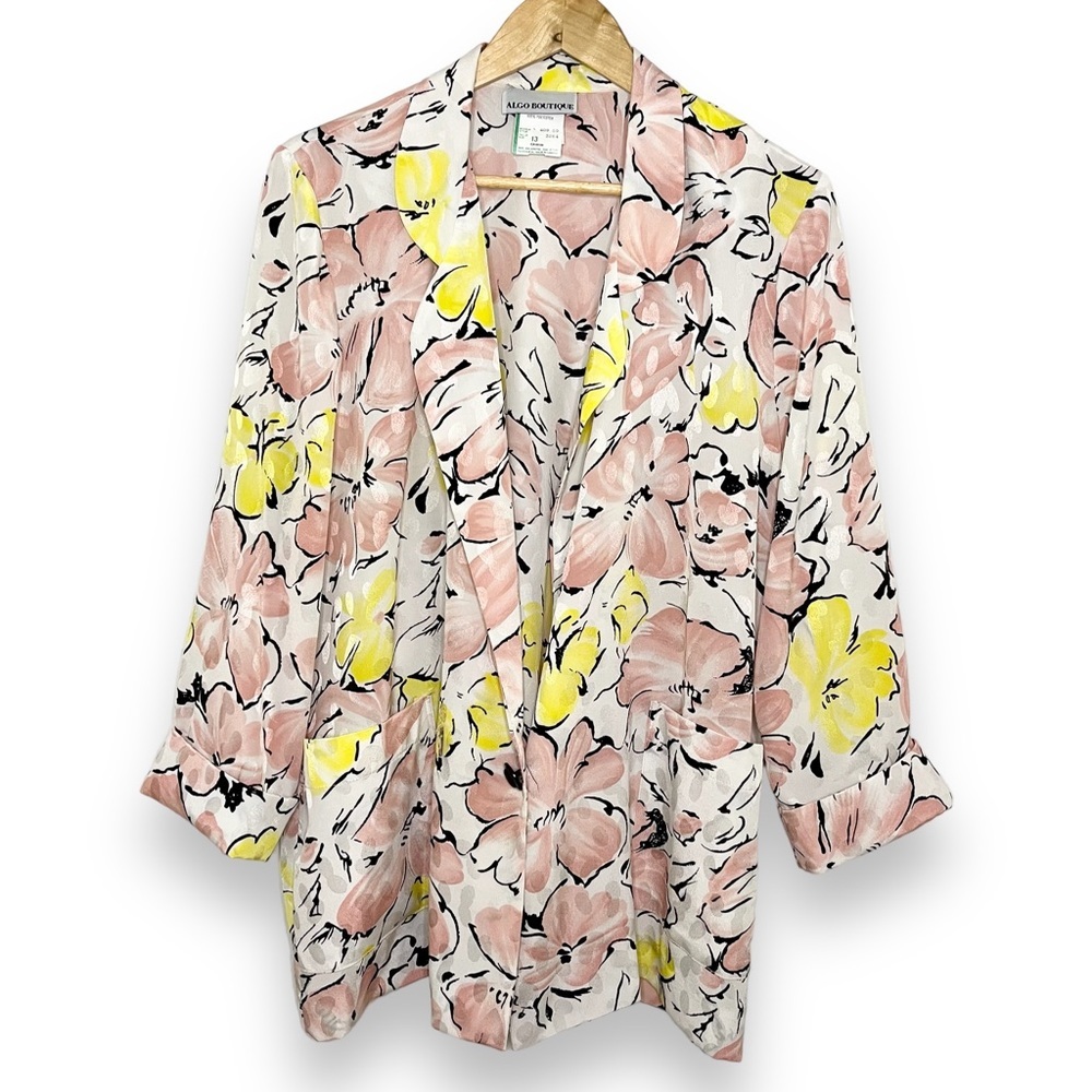 Pastel Floral Vintage 80's Silky Blazer